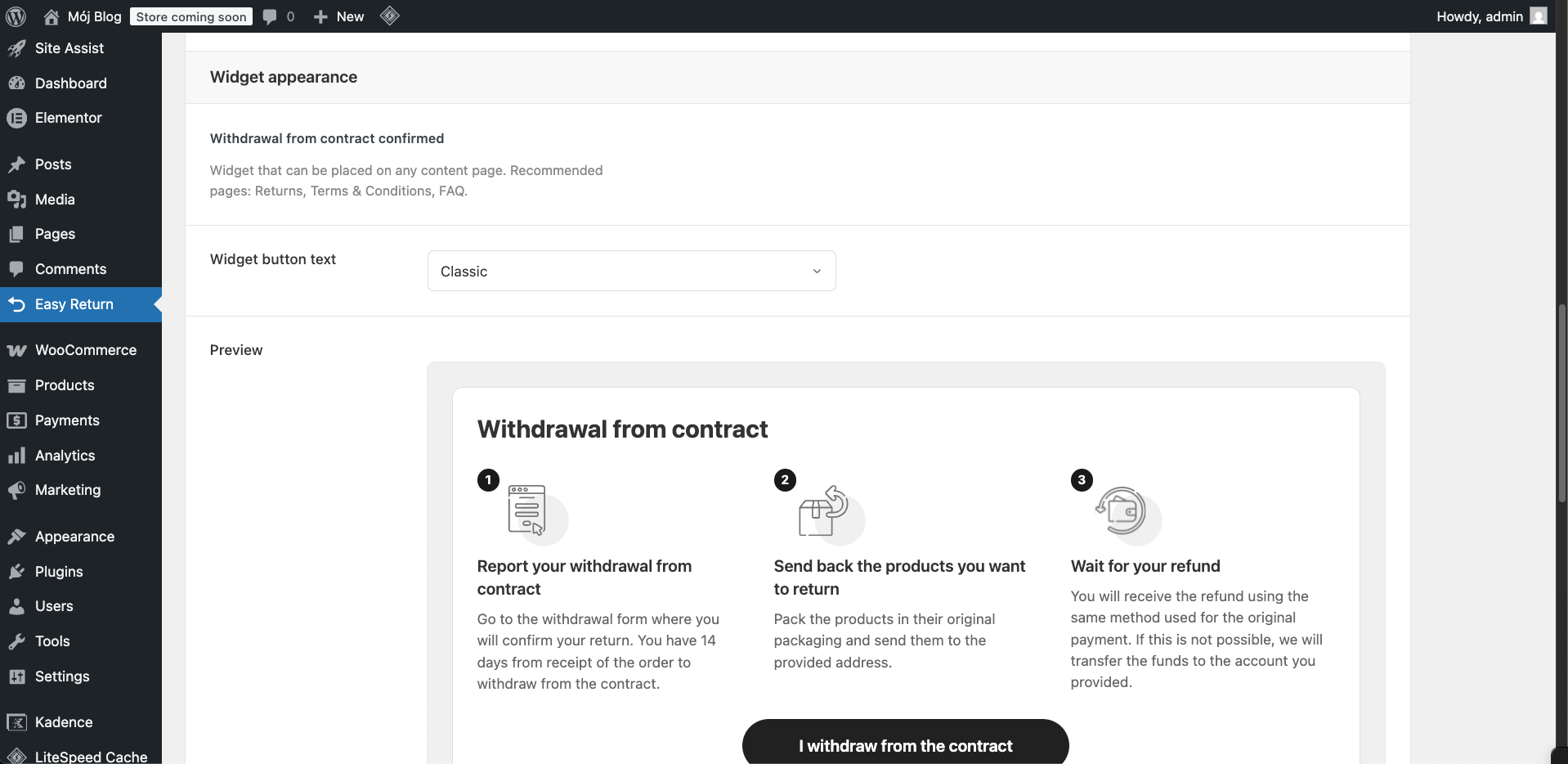 Element Injection - widget appearance