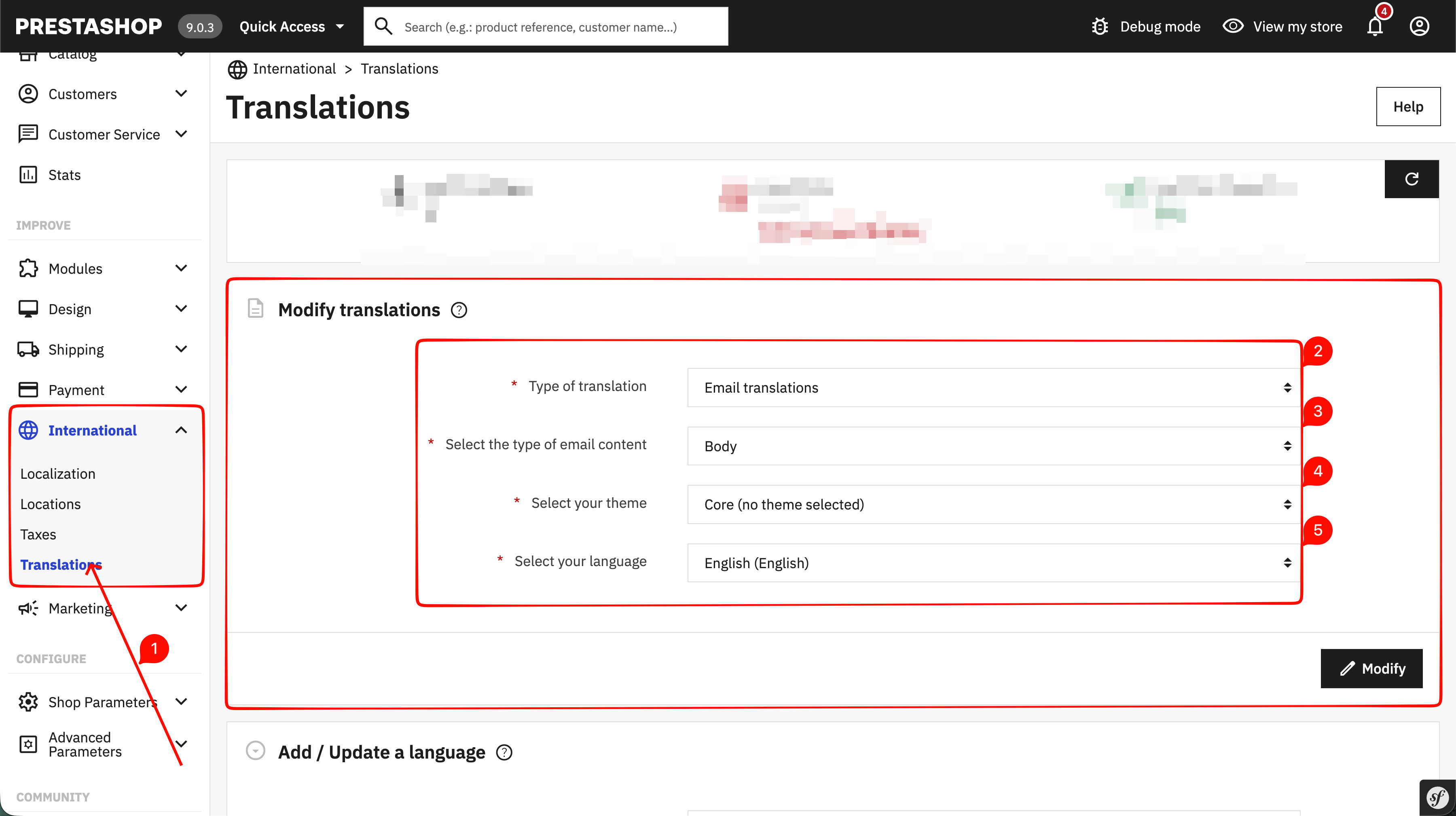 International - Translations - Email translations settings