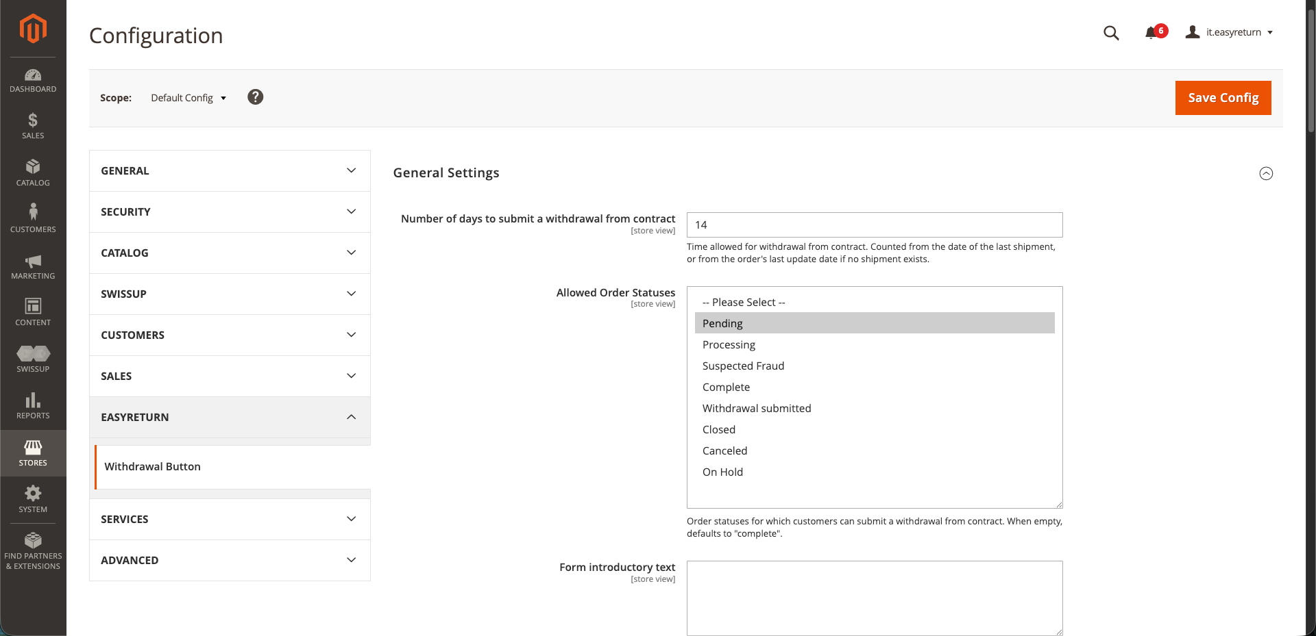 Magento Admin Panel