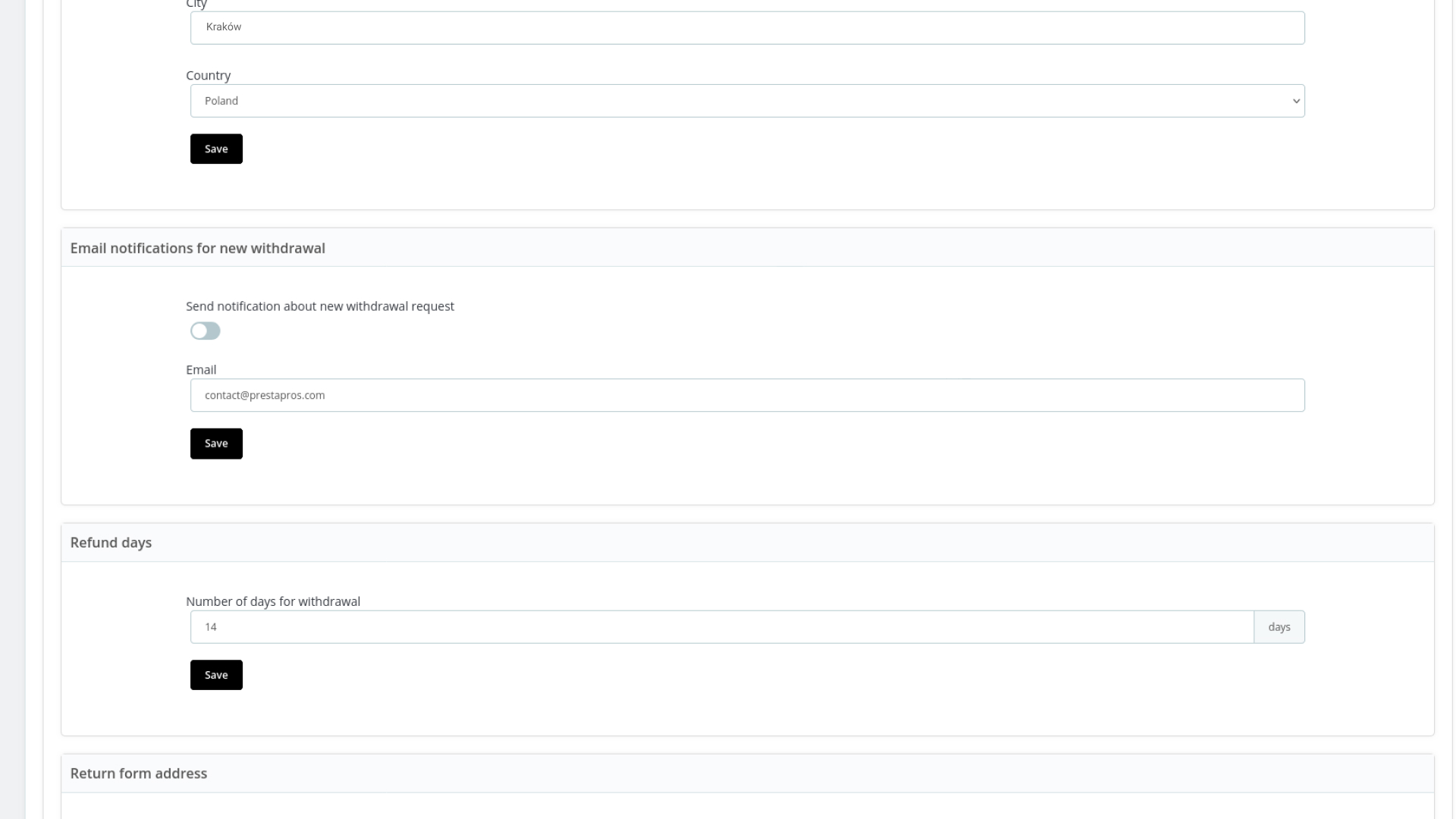 PrestaShop Dashboard